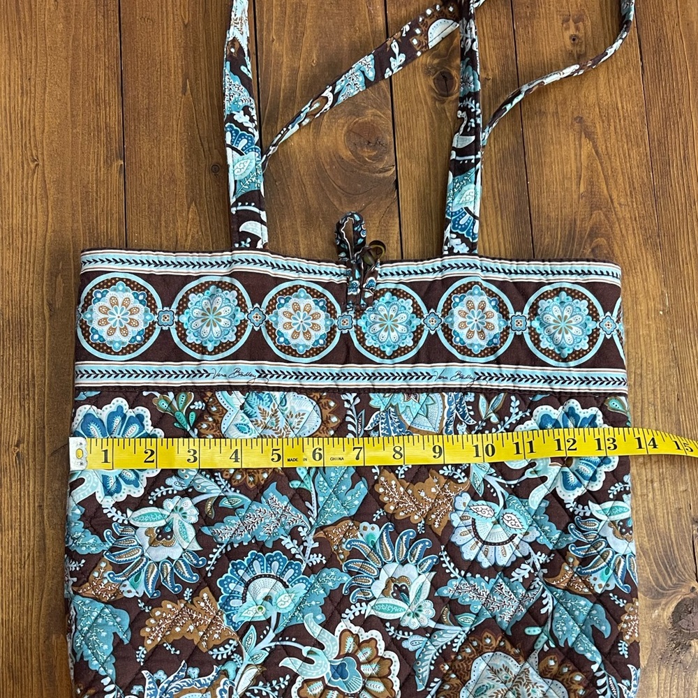 Vera Bradley Java Blue Tote Bag brown and blue design quilted tote bag - Picture 8 of 9